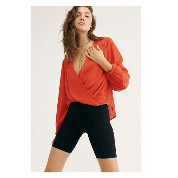 Free People Wrap Top Size Large Red Color - Picture 1 of 7